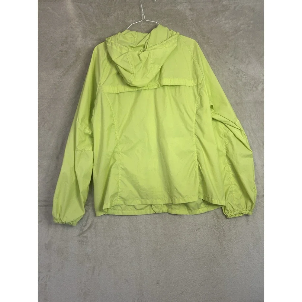 Eddie Bauer Women's Large Windbreaker Lime Green Hooded‎ Ripstop Jacket - Picture 4 of 8